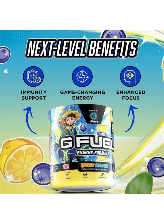G Fuel aDrive Energy Drink Powder, Pre Workout Caffeine Mix for Gaming, Sugar Free Focus Amino, Vitamin + Antioxidants, 9.9oz (Blueberry & Lemonade, 40 Servings) - Image 3